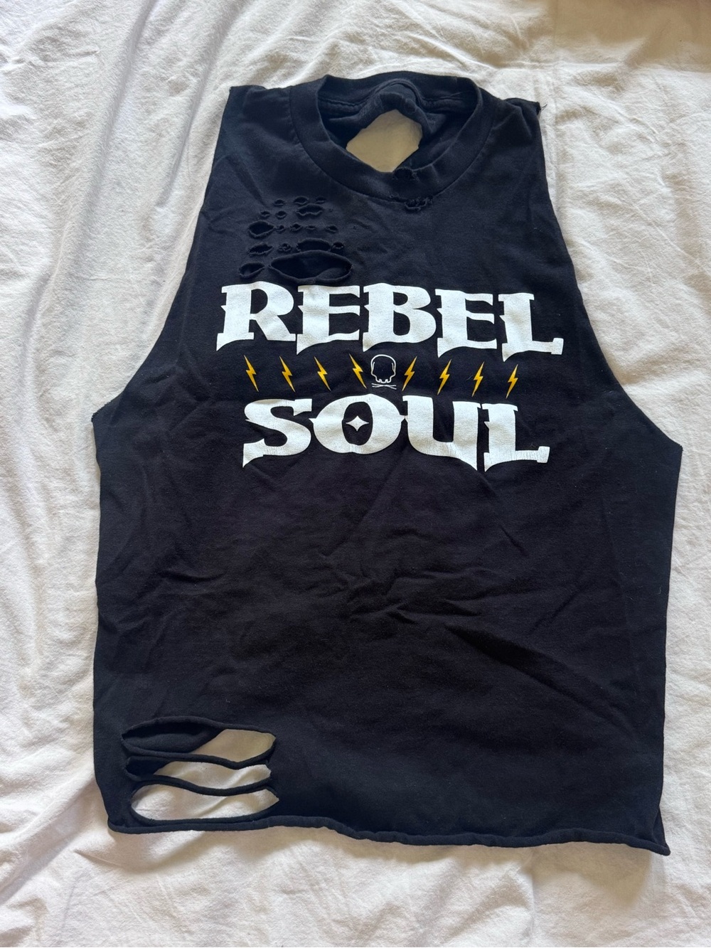 The Drive Rebel Soul Black Distressed Muscle Tee